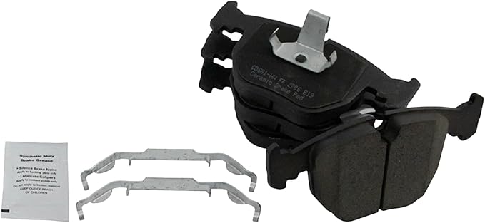 TRQ Front Brake Pads Ceramic Hardware Compatible with 1995-2001 BMW 740iL 1995-2001 740i 1997-2003 540i 2001-2003 530i 2000-2003 M5 2000-2006 X5