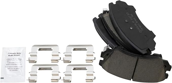 TRQ Front Brake Pads Ceramic Hardware Wear Sensor Compatible with 2010-2015 Chevrolet Camaro 2011-2017 Caprice