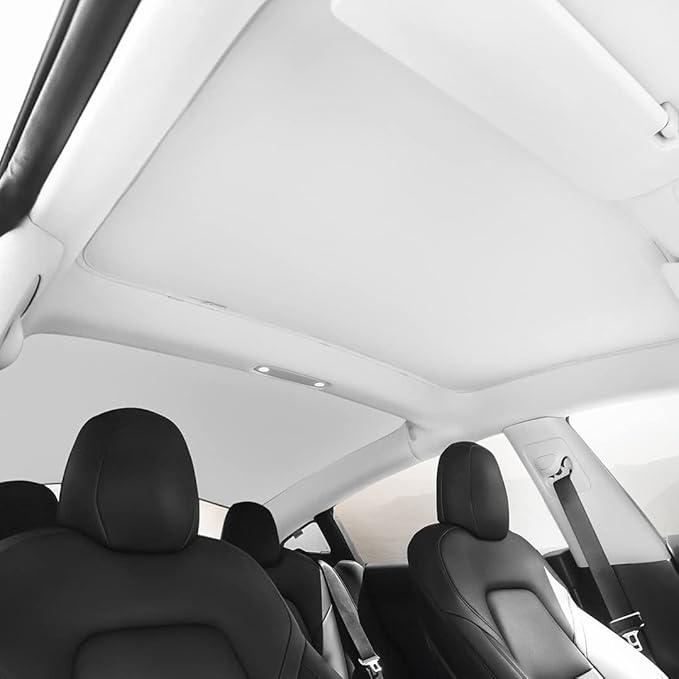 Sunshade for Tesla Model 3 (2024) - Sunshade Roof Window Insulation UV Rays Protection Front and Rear Top Windows Sun Shade Skylight Reflective Covers (Cream White)