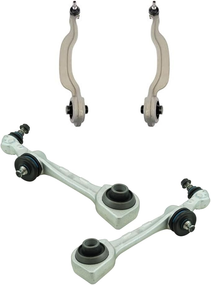 TRQ Front Forward and Rearward Lower Left and Right Control Arm and Ball Joint Set 4 Piece Compatible with 07-13 Mercedes-Benz S550 Without Active Body Control