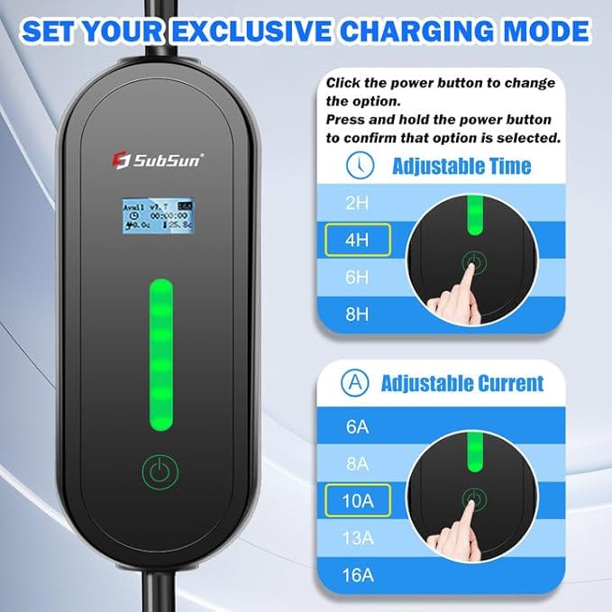 Level 1 & Level 2 EV Charger 16Amp 110-240V,17ft Cable, Portable Electric Vehicle Charger with NEMA5-15P & 6-20 Plug Compatible for SEA J1772 EV Cars for Home and Outdoor (Black)