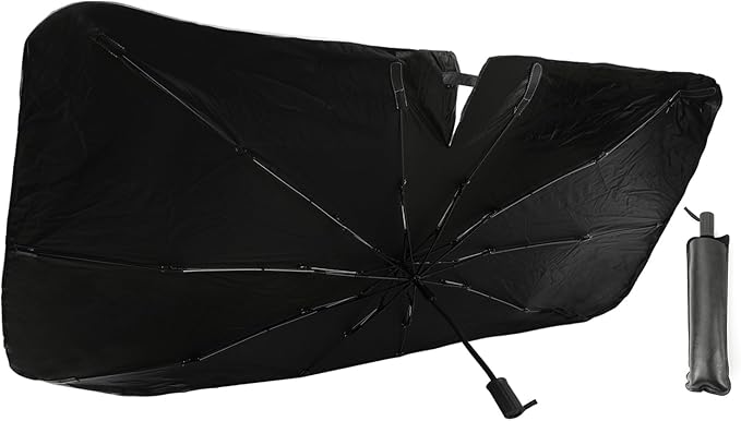ROCCS Windshield Sun Shade for Car Window Shades Compatible with Tesla Model 3/Y 2016~2026 Foldable Umbrella Reflective Sunshade for Automotive Front Window Blocks UV Rays & Heat Keep Car Cool