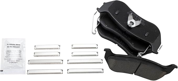 TRQ Rear Brake Pads Ceramic Hardware Wear Sensor Compatible with 2006-2010 Ford Explorer 2007-2010 Explorer Sport Trac 2003-2007 Jeep Liberty 2003-2006 Wrangler 2006-2010 Mercury Mountaineer
