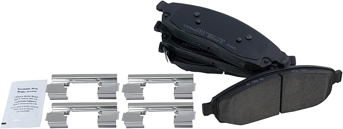 TRQ Front Brake Pads Ceramic Hardware Wear Sensor Compatible with 2006-2010 Jeep Commander 2005-2010 Grand Cherokee