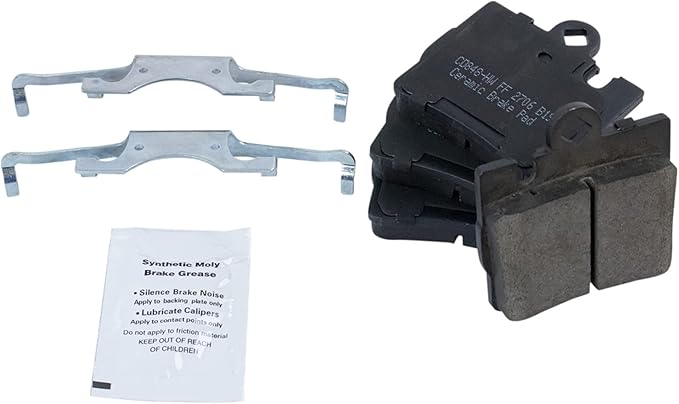 TRQ Rear Brake Pads Ceramic Hardware Compatible with 2000-2003 Mercedes-Benz CL500 2001-2004 CL600 2001-2003 CL55 AMG 2000-2002 S430 S500 2001-2003 S55 AMG S600