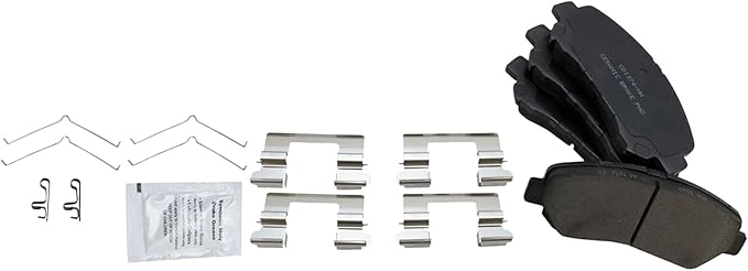TRQ Front Brake Pads Ceramic Hardware Wear Sensor Compatible with 2014-2017 Nissan Juke 2009-2020 Maxima 2007-2012 Sentra 2008-2013 Rogue 2014-2015 Rogue Select 2010-2013 Suzuki Kizashi
