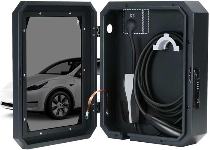 Jawjut Wall Charger Station Box Compatible with Tesla Mobile Connector Indoor/Outdoor Cable Organizer Waterproof Dustproof