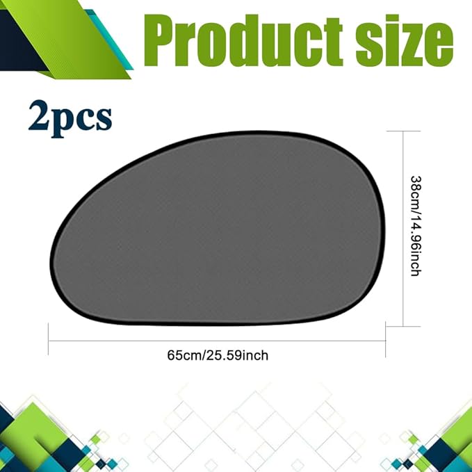 2PCS Car Window Shade, 25"×15" Side Window Sun Shade Blocker with Suction Cups, Mesh Car Window Screen Provide Glare and UV Rays Protection for Baby for Most Models (Oblique Sunshade)