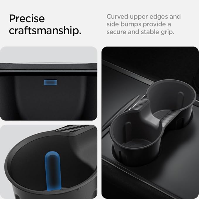Spigen Cup Holder Insert Relaxed Grip for Tesla Model Y (2021-2024) & Model 3 (2021-2023) [Not Compatible with Model Y Juniper (2025/26) and Model 3 Highland (2024/25) - (Up to Trenta Cups)