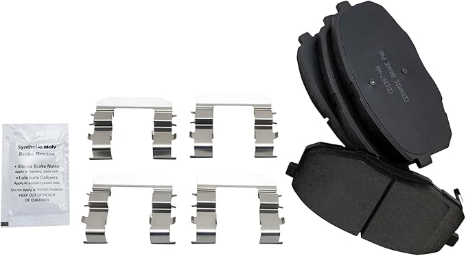 TRQ Front Brake Pads Ceramic Hardware Wear Sensor Compatible with 2009-2012 Hyundai Elantra 2010-2013 Kia Forte 2010-2013 Forte Koup