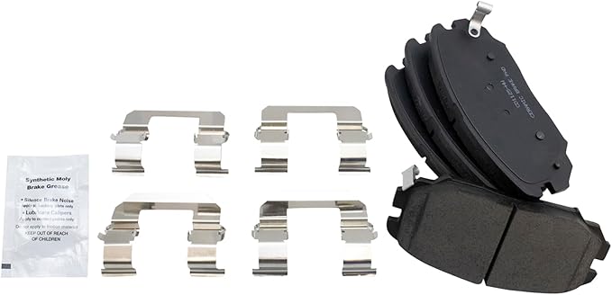 TRQ Front Brake Pads Ceramic Hardware Wear Sensor Compatible with 2006-2011 Hyundai Azera 2006-2010 Sonata 2007-2009 Kia Amanti