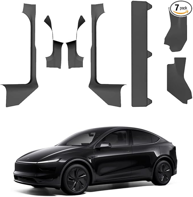 for 2025+ Tesla Model Y Juniper 7PCS TPE Door Threshold Strip & Center Console Saddle Side Protectors & 2nd Row Seat Lower Protector Anti-dust Pads 2025 2026 Model Y Juniper Accessories