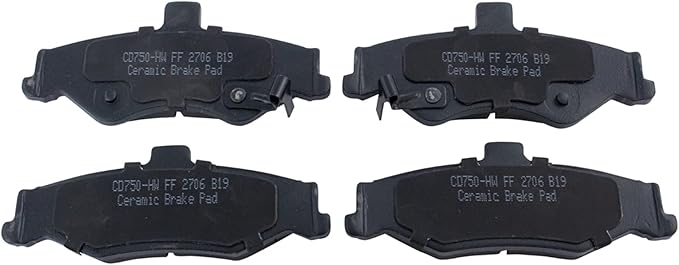 TRQ Rear Brake Pads Ceramic Hardware Wear Sensor Compatible with 1998-2002 Chevrolet Camaro 1998-2002 Pontiac Firebird