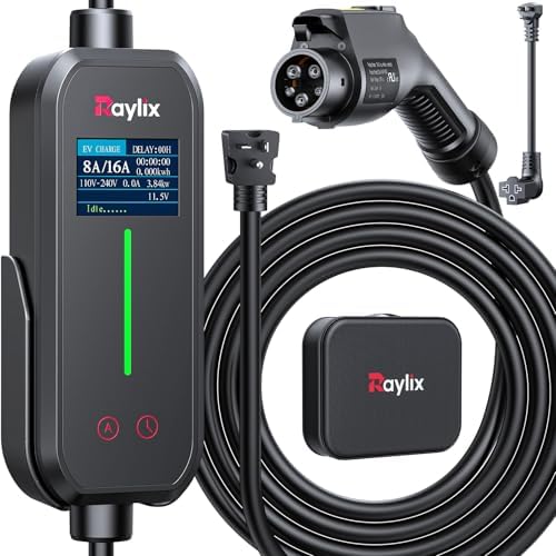 2026 Upgraded Level 1&2 Portable EV Charger, 8-16Amp Adjustable Current & Timer, 110V–240V, NEMA 5-15 & 6-20 Plug, 21Ft EV Charging Cable, J1772 Electric Car Charger for All PHEV/EV Charging Cord