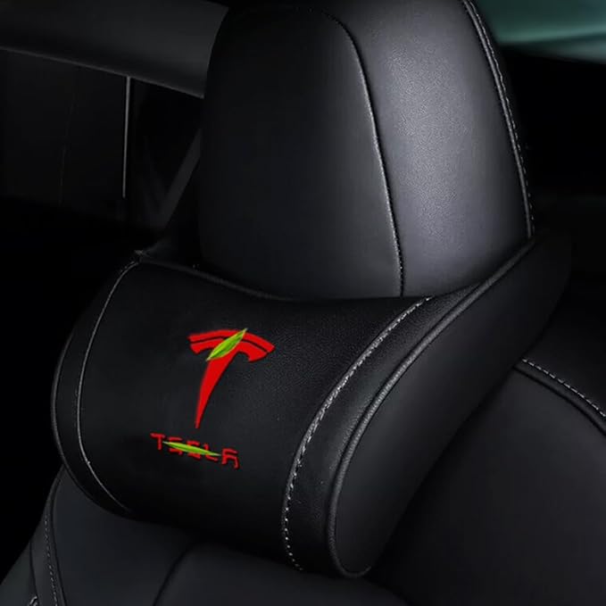 Car Headrest Neck Pillow Support Memory Foam Ergonomic Design Accessory for Driving Seat Fatigue Relief Compatible with Model S X 3 Y & Cybertruck - 1 Piece