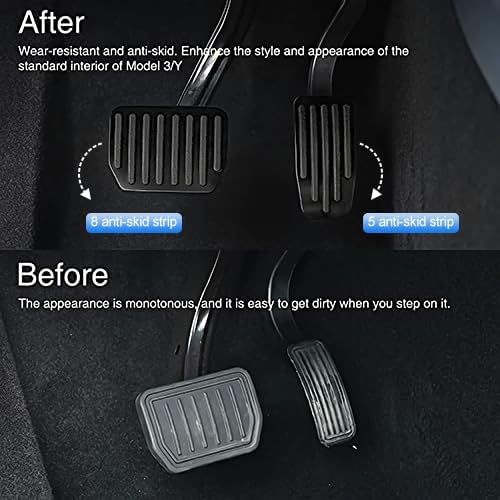 Foot Pedal Pads Set for 2022-2025 Tesla Model 3 Model Y, Non-Slip Aluminum+Rubber Car Accessories Brake & Accelerator Pedal Covers for Model 3/Y (Black)