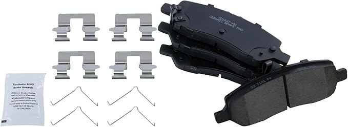 TRQ Rear Brake Pads Ceramic Hardware Wear Sensor Compatible with 2013-2016 Dodge Dart