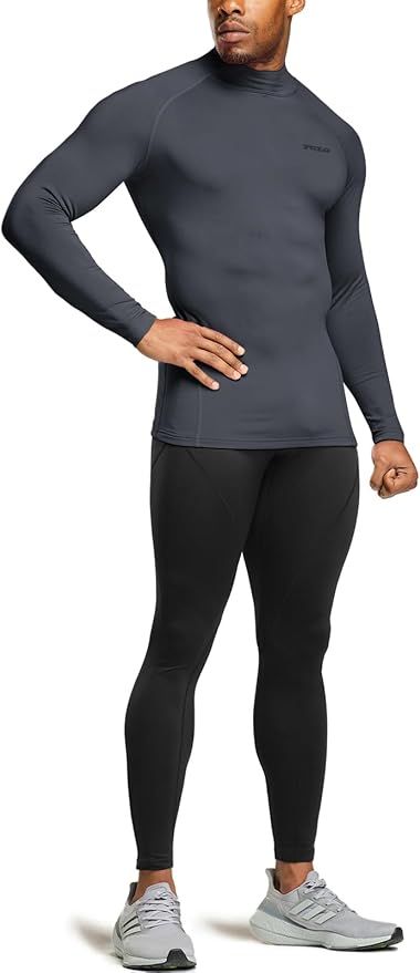 TSLA Men's Thermal Long Sleeve Compression Shirts, Mock/Turtleneck Winter Sports Running Base Layer Top
