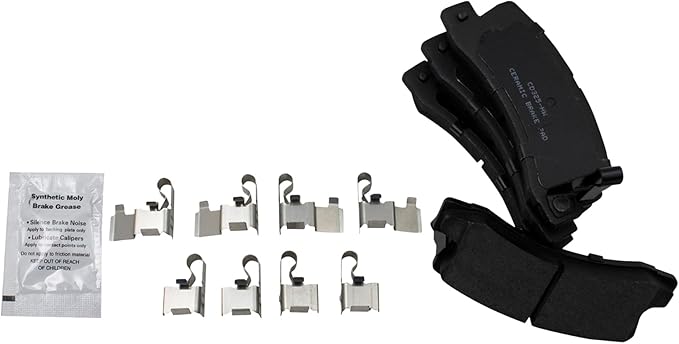 TRQ Rear Brake Pads Ceramic Hardware Compatible with 1990-1991 Lexus ES250 1992-1999 ES300 1999-2003 RX300 1987-1999 Toyota Camry 1986-1995 Celica 1999-1999 Solara