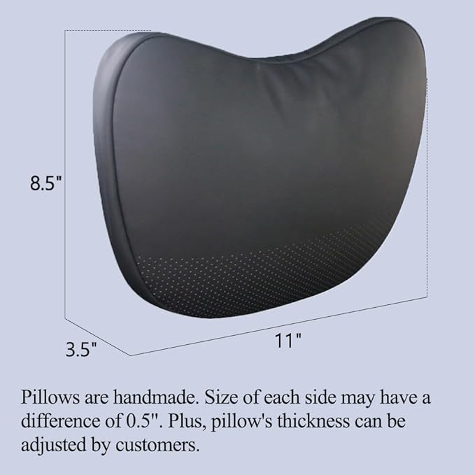TANOLA TESBEAUTY Nappa Leather Headrest Pillow 2 Packs for Tesla Neck Pillow Uniquely Designed for Tesla Model Y/3/S/X Tesla Car Neck Support Cushion for People Under 5'7" Black