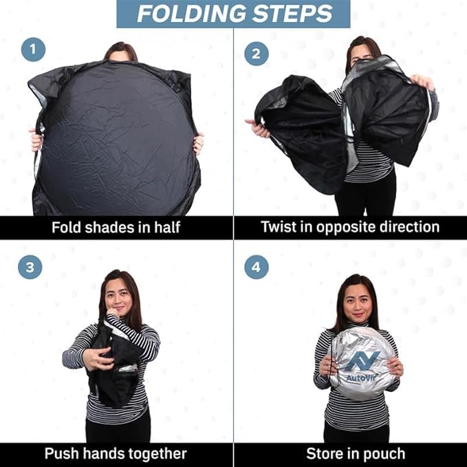Foldable Windshield Sun Shade for Car – 280T Reflective UV and Heat Shield with Storage Bag | Keeps Interior Cool | Universal Fit for Sedans, SUVs, and Trucks – Standard (64" x 32")