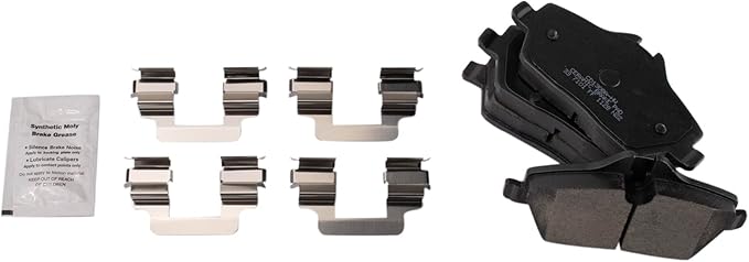 TRQ Front Ceramic Brake Pad Set Compatible with 18-23 Mini Cooper Base 17 Cooper Base without John Cooper Works Brake Package 15-16 Cooper Base with 280mm Diameter Front Rotors