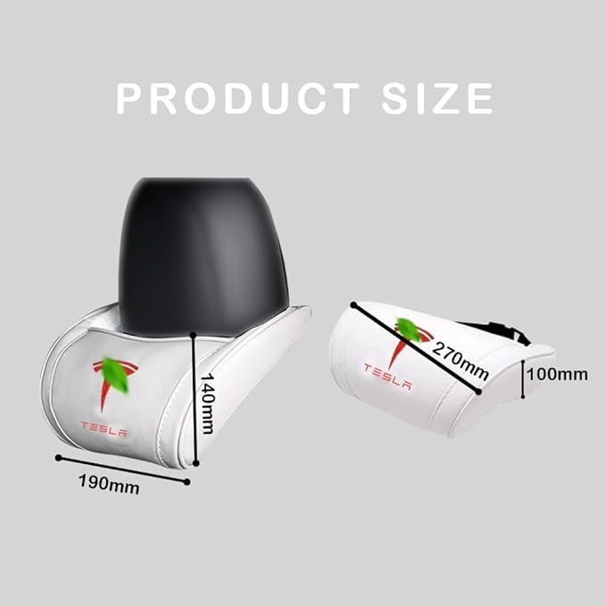 Car Headrest Neck Pillow Support Memory Foam Ergonomic Design Accessory for Driving Seat Fatigue Relief Compatible with Model S X 3 Y & Cybertruck - 1 Piece