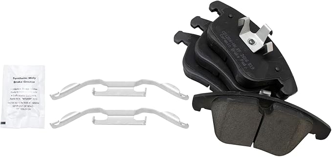 TRQ Front Ceramic Brake Pad Set Compatible with 11-18 Volvo S60 15-18 V60 08-16 XC70 with 300mm Diameter Front Rotors Models