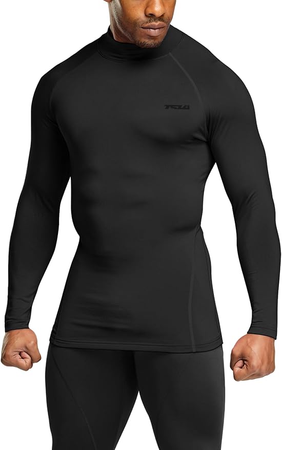TSLA Men's Thermal Long Sleeve Compression Shirts, Mock/Turtleneck Winter Sports Running Base Layer Top