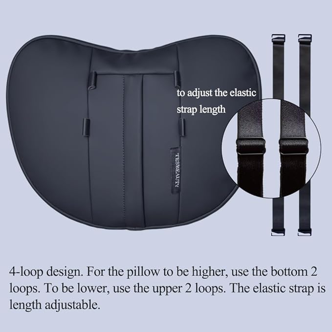 TANOLA TESBEAUTY Nappa Leather Headrest Pillow 2 Packs for Tesla Neck Pillow Uniquely Designed for Tesla Model Y/3/S/X Tesla Car Neck Support Cushion for People Under 5'7" Black