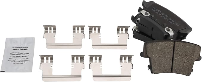 TRQ Rear Brake Pads Ceramic Hardware Wear Sensor Compatible with 2005-2023 Chrysler 300 2005-2008 Magnum 2006-2023 Dodge Charger 2009-2023 Challenger 2014 Avenger