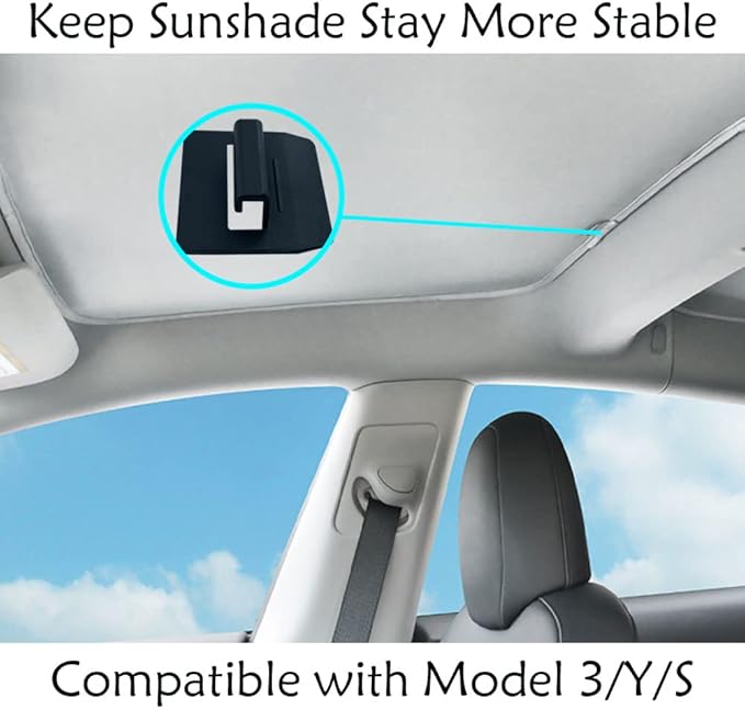 16 PCS Sunshade Clips Roof Shade Clips for Sunroof Compatible with Tesla Model 3 Model Y Roof Sun Shade Heat Shield Installation Accessories(Black, Model Y)