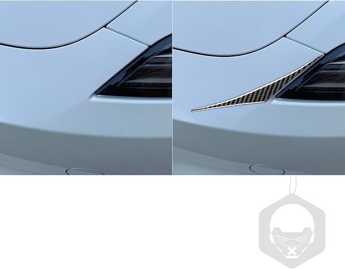 Carbon Fiber Stickers Rear Taillight Eyebrow Eyelid Eye Lid Decoration Sticker Car Exterior Trim Compatible with Tesla Model 3 2024 Accessories Overlay Decal Cover