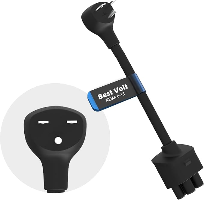 Premium Adapter for Tesla Gen 2/Gen3 Mobile Charger | Connect to 240V Outlet | 12 Amp Charging | 10 Inch Length (NEMA 6-15)