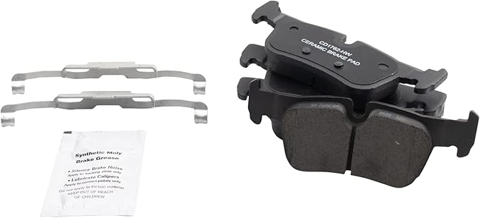 TRQ Rear Ceramic Brake Pad Set Compatible with 14-20 BMW i3 18-20 i3s 16-22 X1 18-22 X2 20-22 228i xDrive Gran Coupe 22 228i Gran Coupe 16-22 Mini Cooper Clubman 17-22 Cooper Countryman 20-22 Cooper