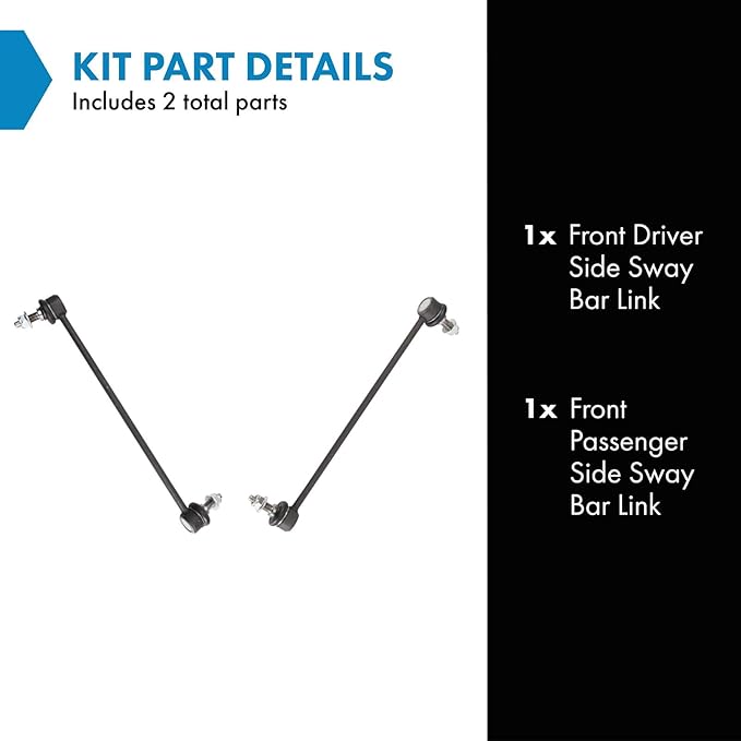 TRQ Front Driver and Passenger Side Sway Bar Link Set 2 Piece Compatible with 15-19 Hyundai Sonata Limited SE Eco Sport SEL 15-18 Hyundai Sonata Sport 2.0T 16-20 Kia Optima EX LX LX 1.6T S SX