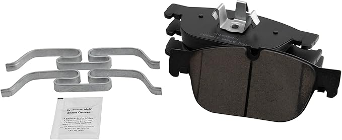 TRQ Front Ceramic Brake Pad Set Includes Contact Point Grease Compatible with 19-21 Volvo S60 345mm Rotors 17-21 S90 345mm Rotors 19-20 V60 345mm Rotors 20-21 V60 Cross Country 345mm Rotors