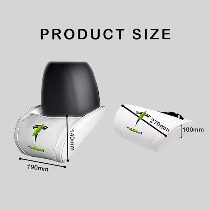 Car Headrest Neck Pillow Support Memory Foam Ergonomic Design Accessory for Driving Seat Fatigue Relief Compatible with Model S X 3 Y & Cybertruck - 1 Piece