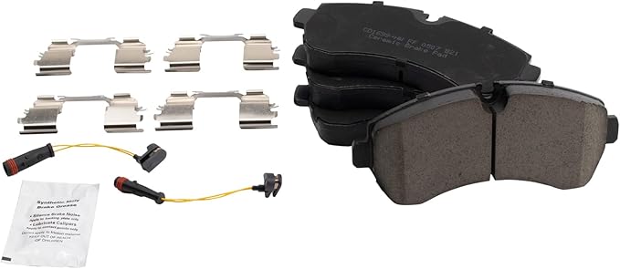 TRQ Front Ceramic Brake Pad Set Includes Contact Point Grease and Hardware Compatible with 07-09 Dodge Sprinter 3500 07-20 Freightliner Sprinter 3500 10-21 Mercedes-Benz Sprinter 3500