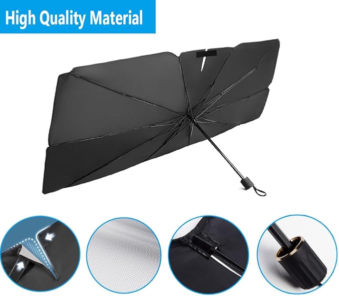 Windshield Sun Shade 2025 Car Accessories 100% Blackout Car Front Windsow Shades Umbrella Automotive Sun Visor Block Heat Insulation Protection (Gry Eyes)