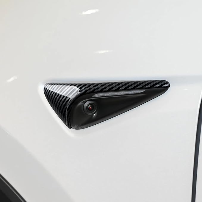 for Tesla Model 3 Highland 2024 2025 2026 Model Y Juniper 2025 2026 Accessories Exterior Car Fender Side Camera Trim Carbon Style ABS Decal Cover Sticker - ONLY for HW4.0