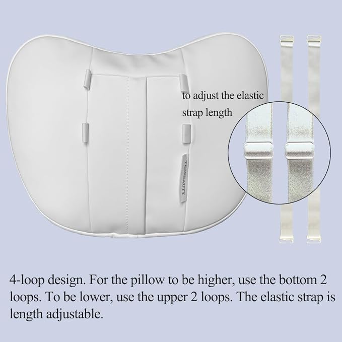 TANOLA TESBEAUTY Nappa Leather Headrest Pillow 2 Packs for Tesla Neck Pillow Uniquely Designed for Tesla Model Y/3/S/X Tesla Car Neck Support Cushion for People Under 5'7" White
