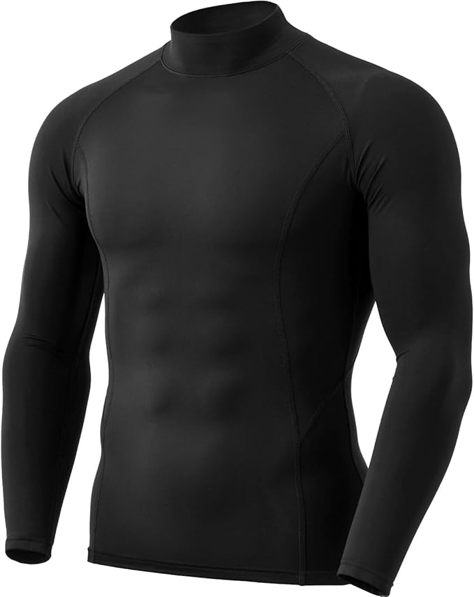 TSLA Men's Thermal Long Sleeve Compression Shirts, Mock/Turtleneck Winter Sports Running Base Layer Top