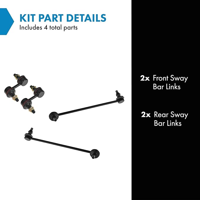 TRQ Front & Rear Sway Bar Stabilizer Link Set Compatible with 2001-2005 Chrysler Sebring Dodge Stratus 2000-2005 Mitsubishi Eclipse 1999-2003 Galant