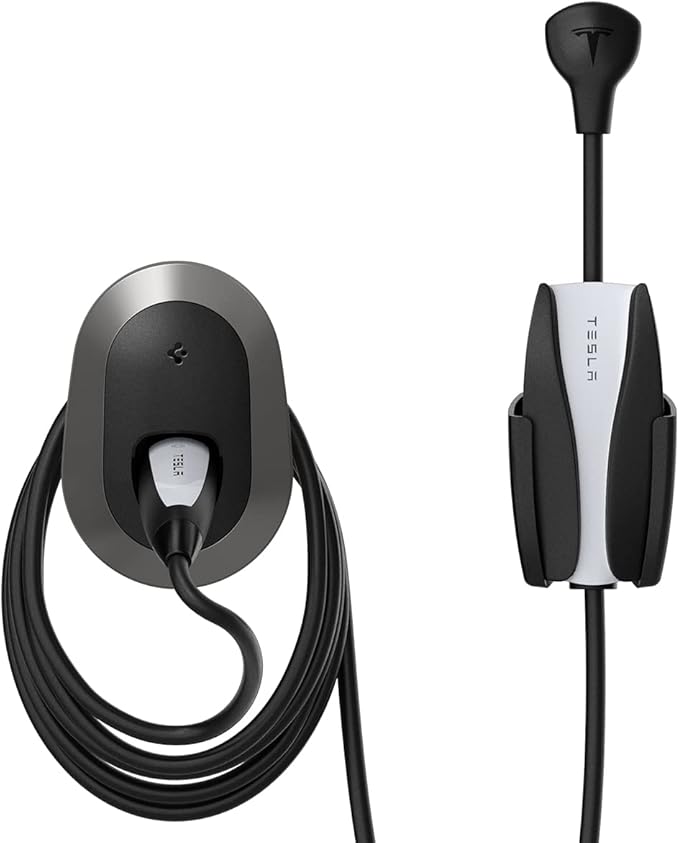 Spigen Bespoke All-in-One Cable Organizer Wall Mount Designed for All Tesla Mobile Charger Cable [Model 3/Y/X/S 2025/2024/2023/2022] - Dark Silver