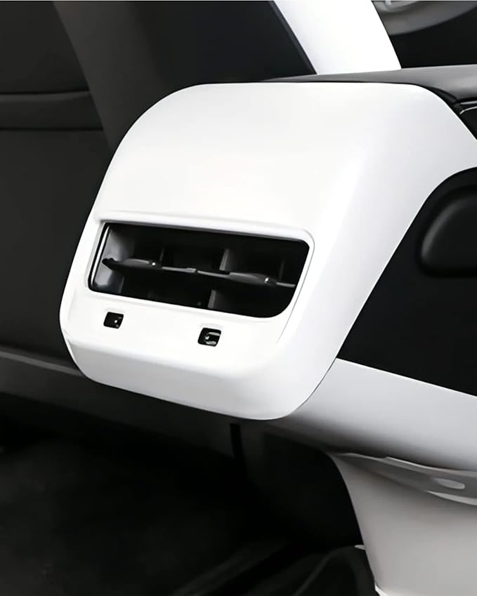 AC Vents Cover for Tesla Model 3 2017-2023, Rear Center Console Air Vent Trim for Tesla Model Y 2019-2024 (Matte White)