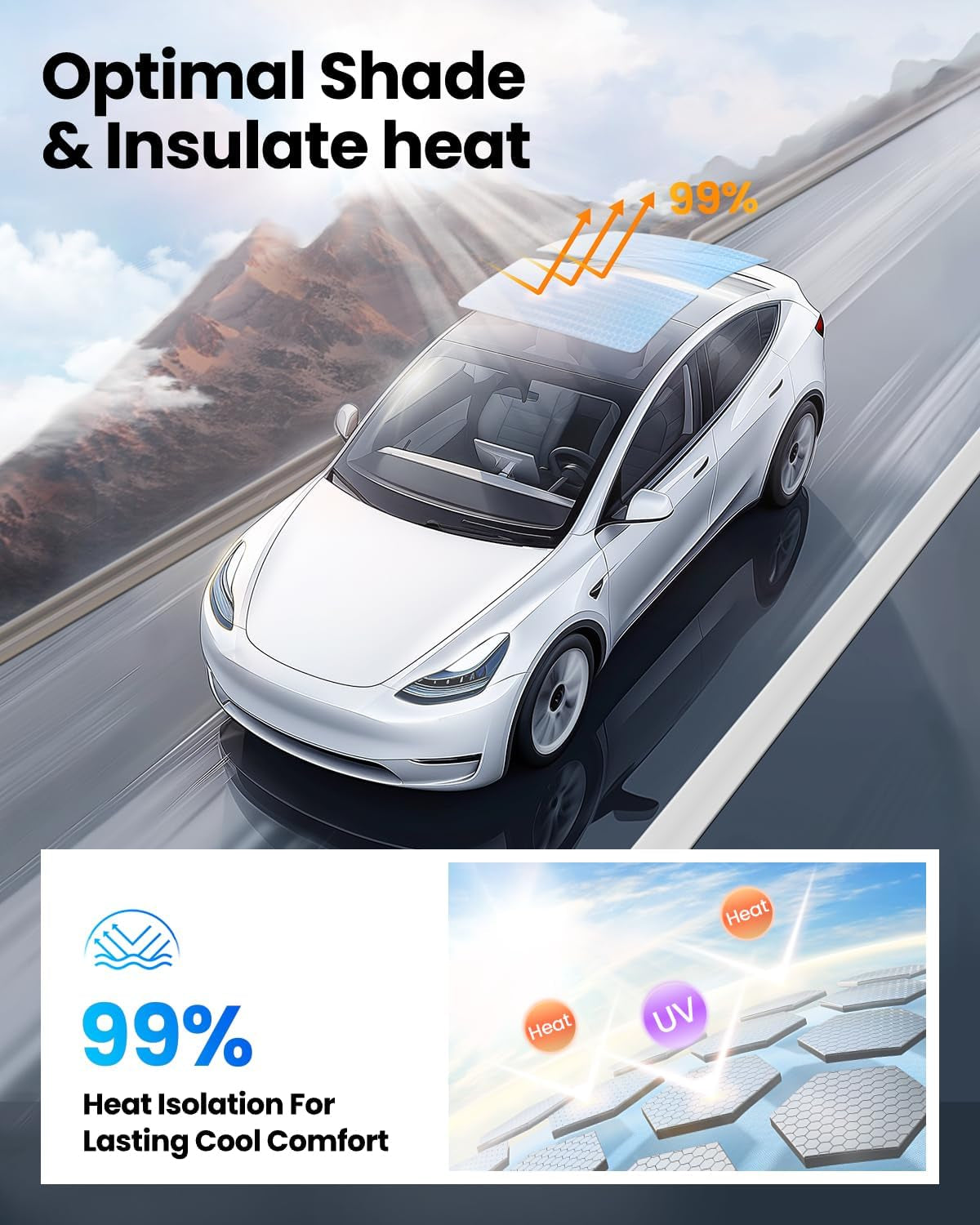 Tesla Model 3 (2026-2020) Sunshade Roof Accessories, Gray
