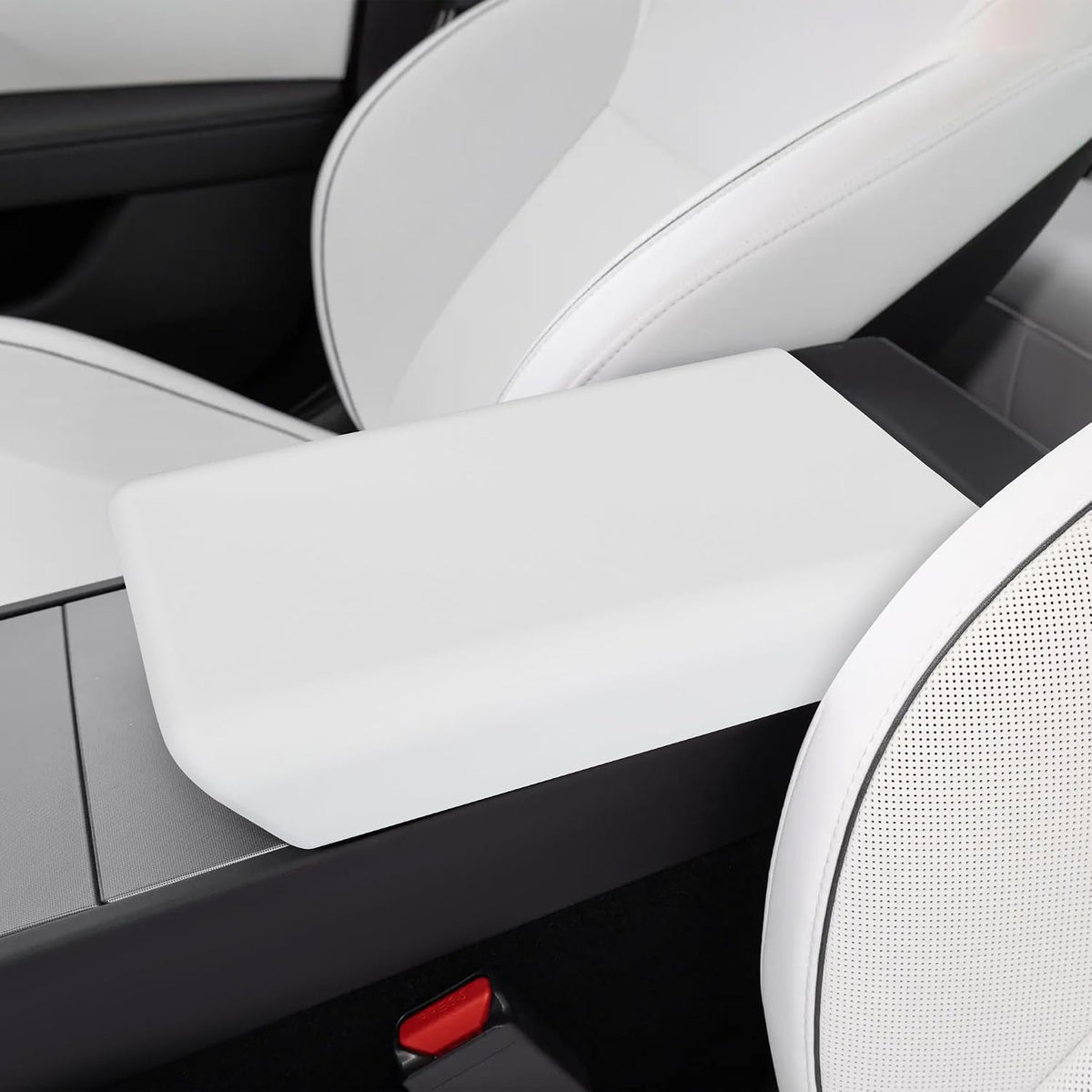 Center Console Armrest Cover Designed for Tesla Model 3 Highland 2024-2026 and Model Y Juniper 2026 Refresh,Non-Slip Designed with EZ Snap on Install-White