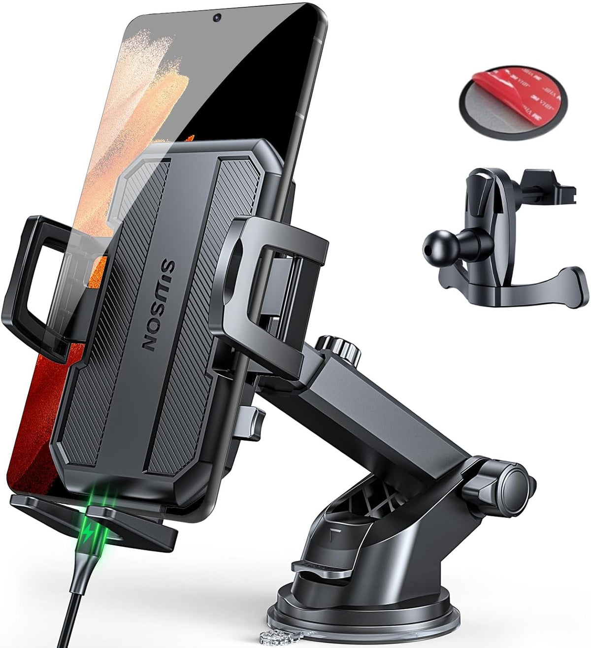 Upgraded 3-In-1 Car Phone Holder Mount for Car, Jet Black