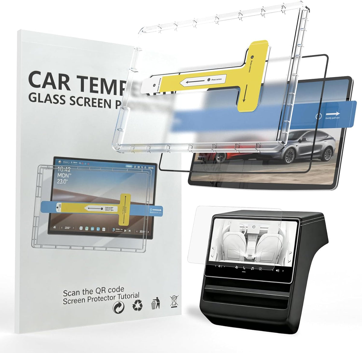 Glossy HD Tempered Glass Screen Protector for 2026 Tesla Model Y Juniper (Premium/Performance), 16In+8In Screen, Scratch Resistant, Alignment Installation Kit, Perfect for Daily Driving